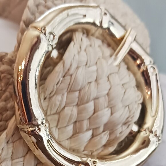 BRAND NEW IN BOX dolce vita Zophy Ivory Raffia Slide Sandal With Gold Loop - Picture 4 of 10